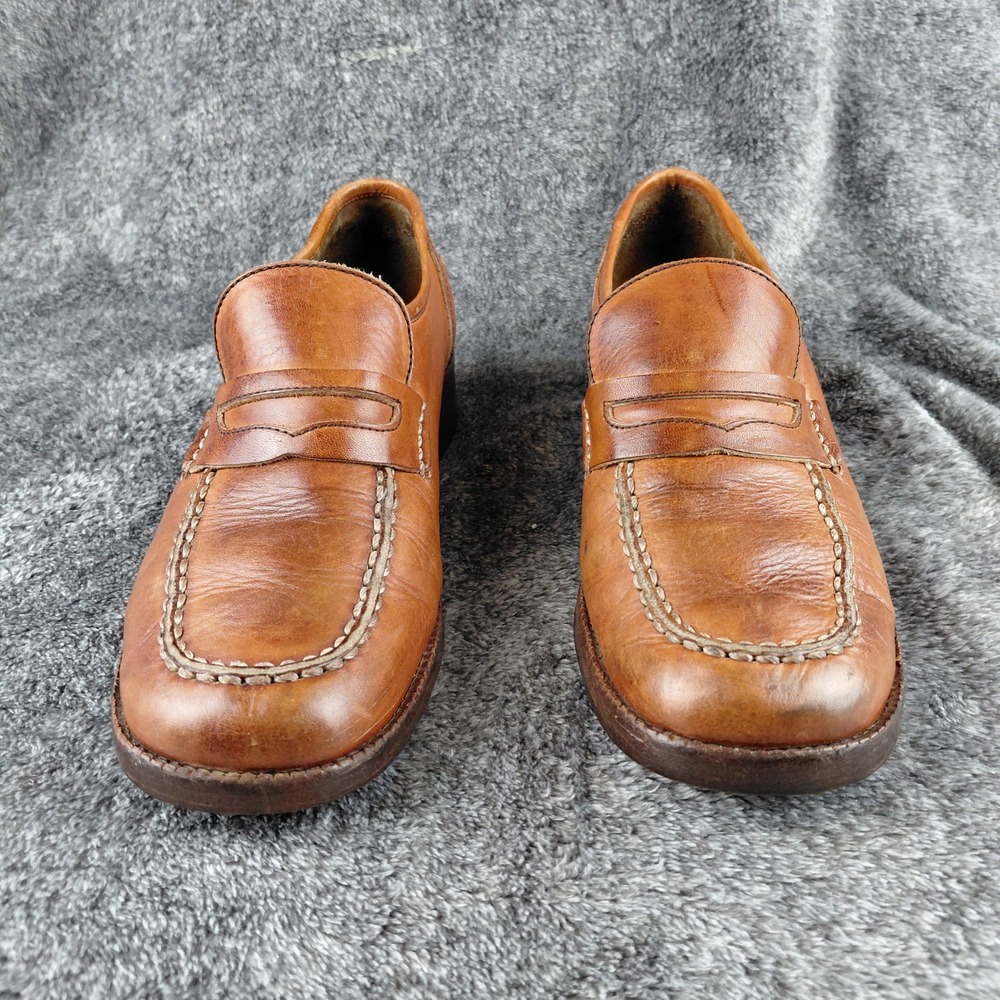 Florsheim Vintage Tan Leather Penny Loafers Made in Brazil 8W Whipstitch 70s - Picture 2 of 8